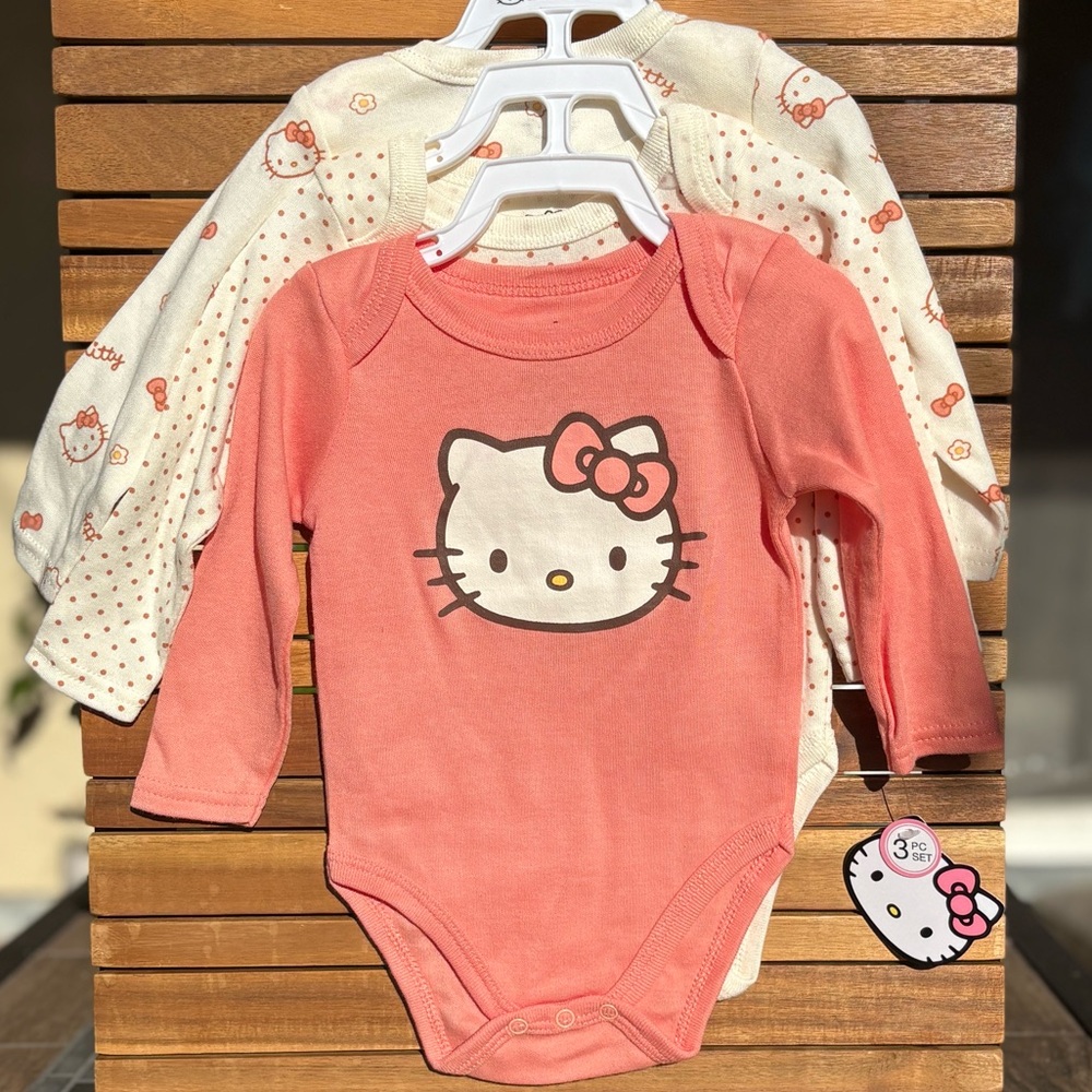 6m NWT HELLO KITTY pink & cream 3pc set